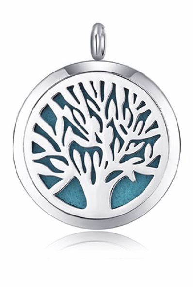 Diffuser Aromatherapie Duft Edelstahl-Anhänger mit Halskette „Lebensbaum“